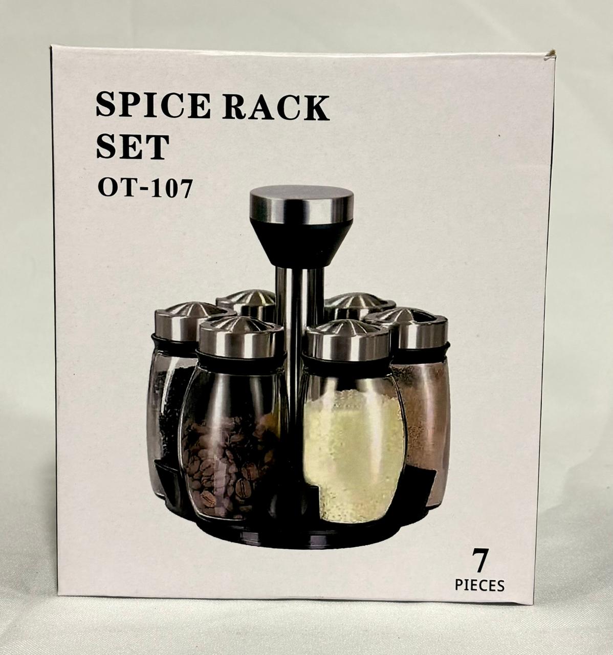 Especiero Giratorio Spice Rack Set OT-107 - 7 Piezas Vidrio y Acero