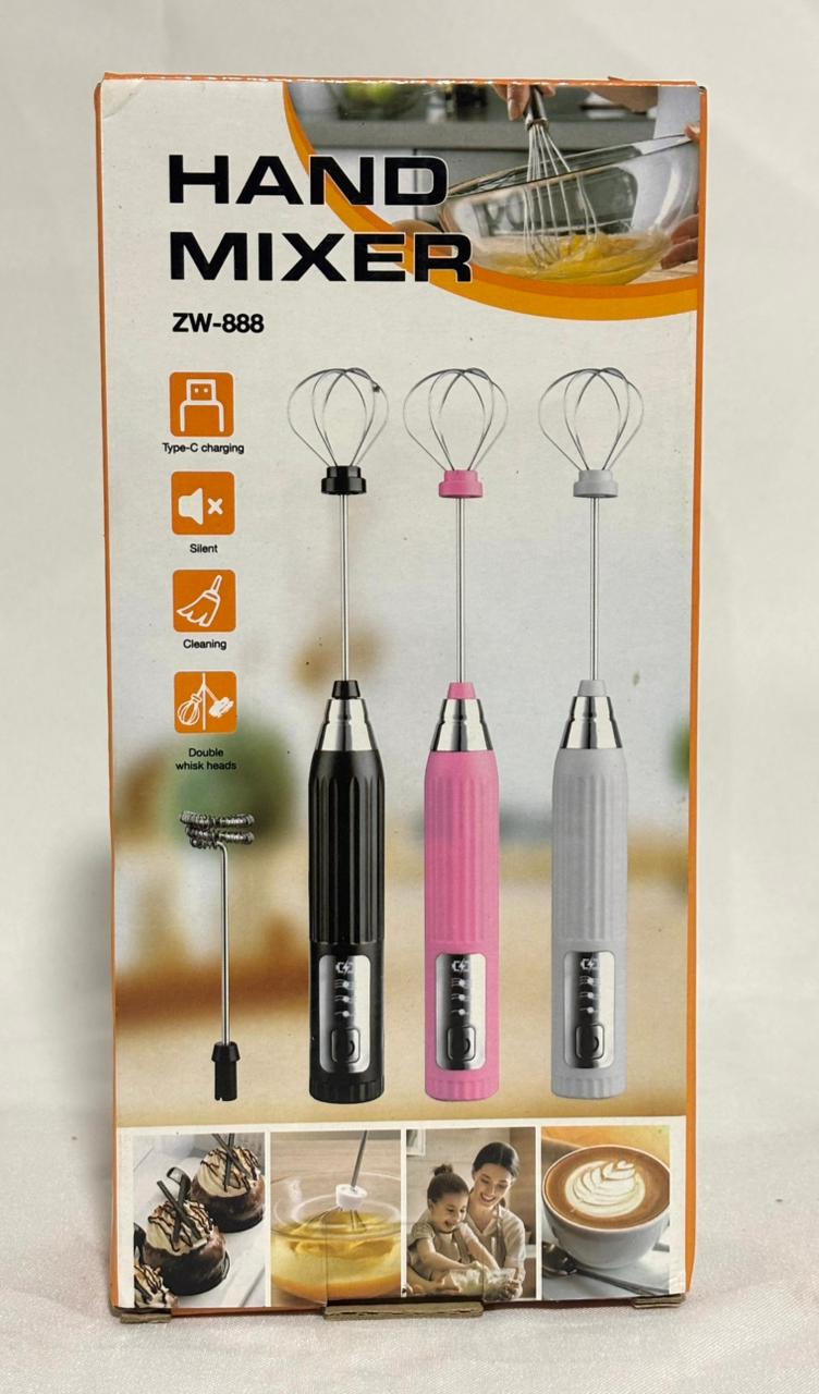 Batidor Eléctrico Hand Mixer ZW-888 Recargable Type-C con Doble Batidor