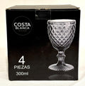 Set 4 Copas de Vidrio Tallado Costa Blanca 300ml - Casa & Cocina