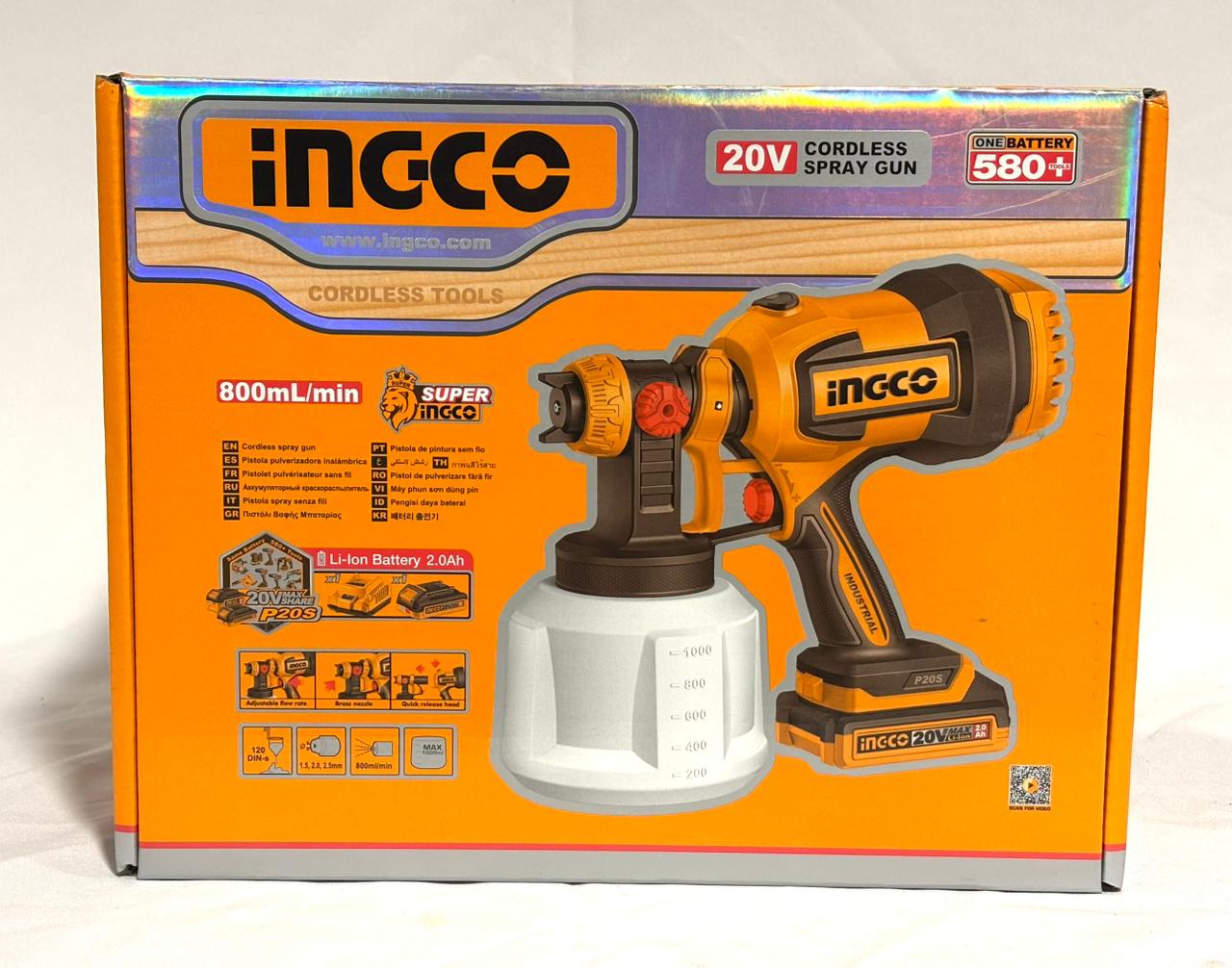 Pistola de Pintura Inalámbrica INGCO 20V Litio-Ion